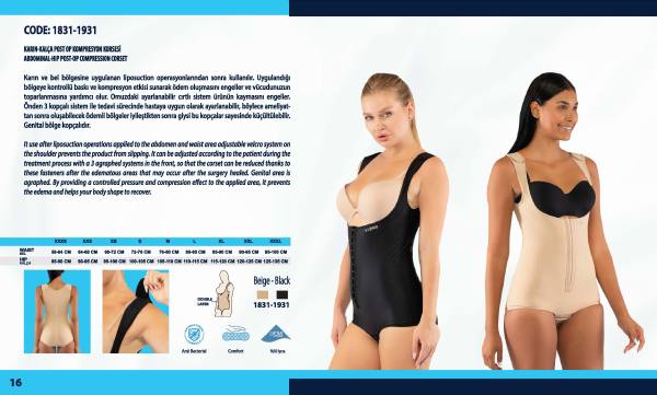 Yasin Medikal liposuction kompresyon ürünleri kataloğu, Model 1831-1931 ürün görseli