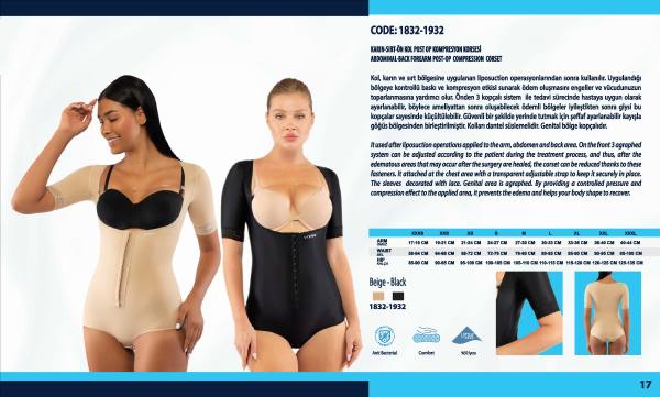 Yasin Medikal liposuction kompresyon ürünleri kataloğu, Model 1832-1932 ürün görseli