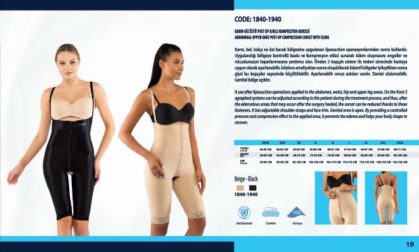 Yasin Medikal liposuction kompresyon ürünleri kataloğu, Model 1840-1940 ürün görseli