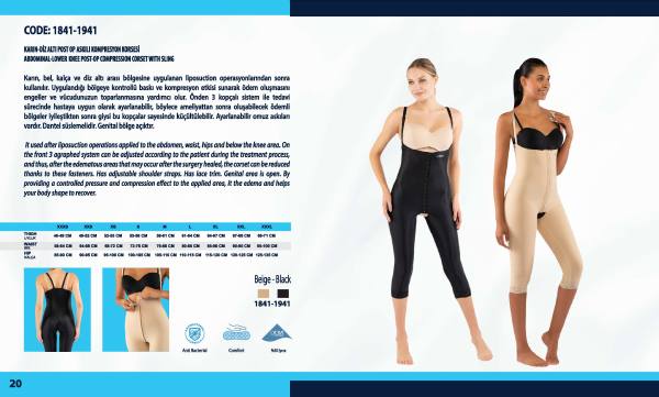 Yasin Medikal liposuction kompresyon ürünleri kataloğu, Model 1841-1941 ürün görseli