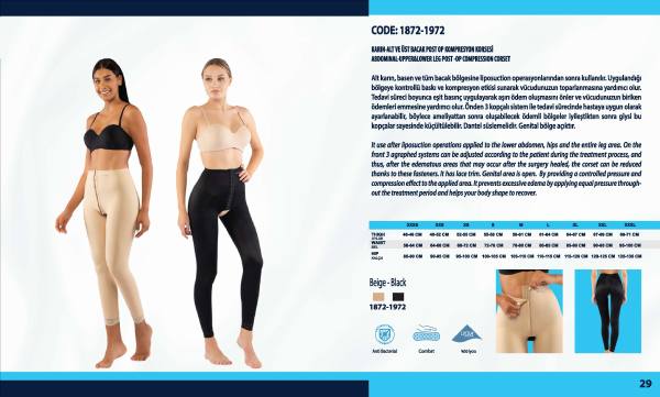 Yasin Medikal liposuction kompresyon ürünleri kataloğu, Model 1872-1972 ürün görseli