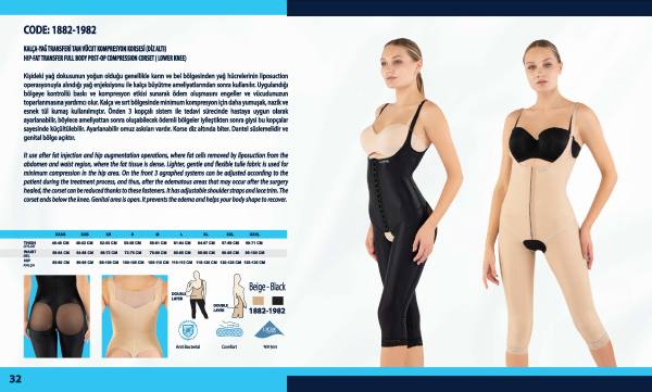 Yasin Medikal liposuction kompresyon ürünleri kataloğu, Model 1882-1982 ürün görseli