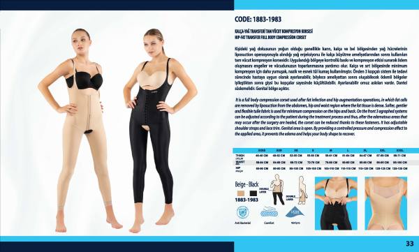 Yasin Medikal liposuction kompresyon ürünleri kataloğu, Model 1883-1983 ürün görseli