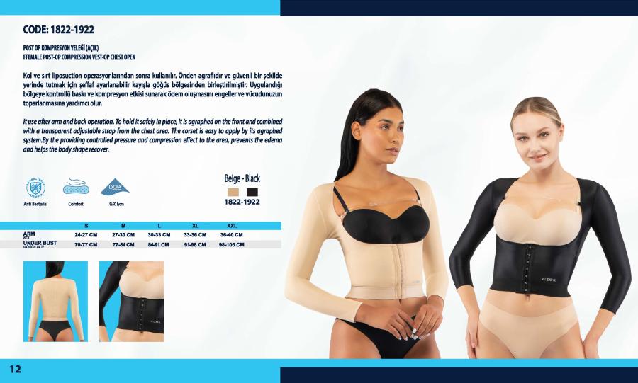 Post-op kompresyon yeleği – göğüs açık - Vizor liposuction kompresyon giysisi