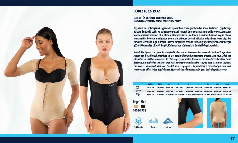 Karın–sırt–kol post-op kompresyon korsesi - Vizor liposuction kompresyon giysisi
