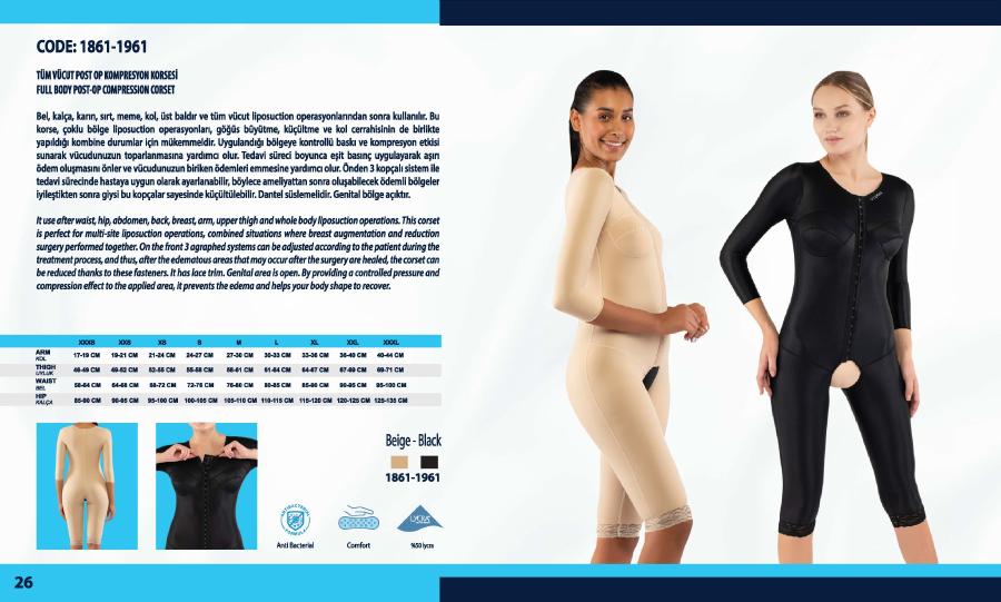 Tam vücut post-op kompresyon korsesi - Vizor liposuction kompresyon giysisi