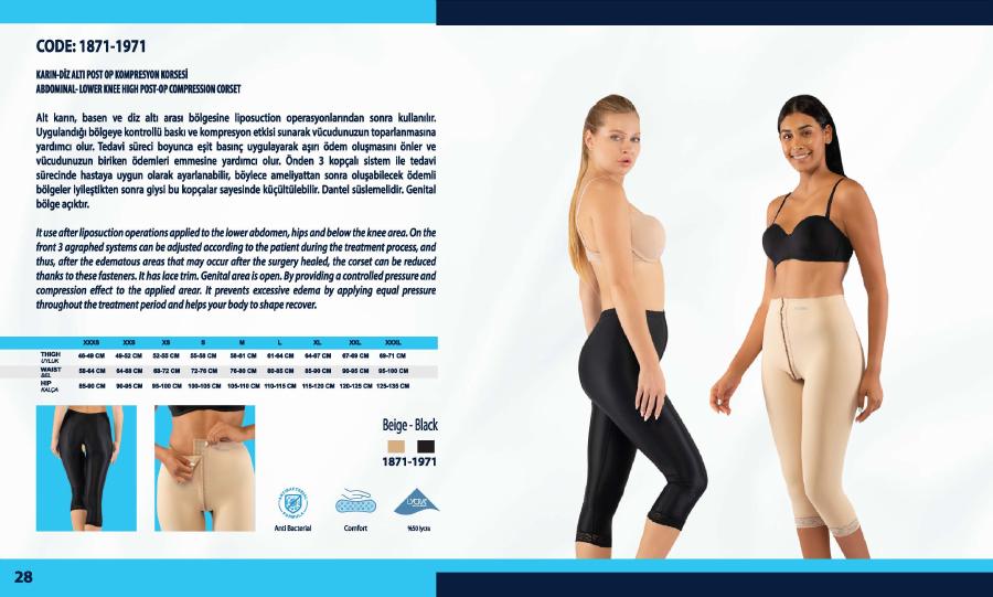 Karın–diz altı post-op kompresyon korsesi - Vizor liposuction kompresyon giysisi