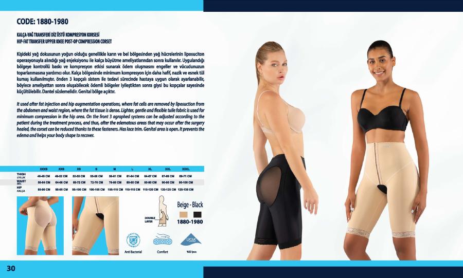 Kalça yağ transferi – diz üstü kompresyon korsesi - Vizor liposuction kompresyon giysisi