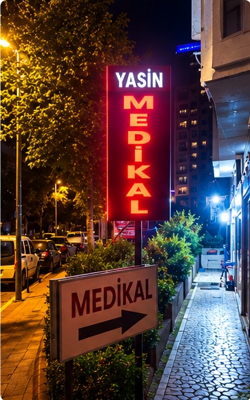 Yasin Medikal mağaza gece