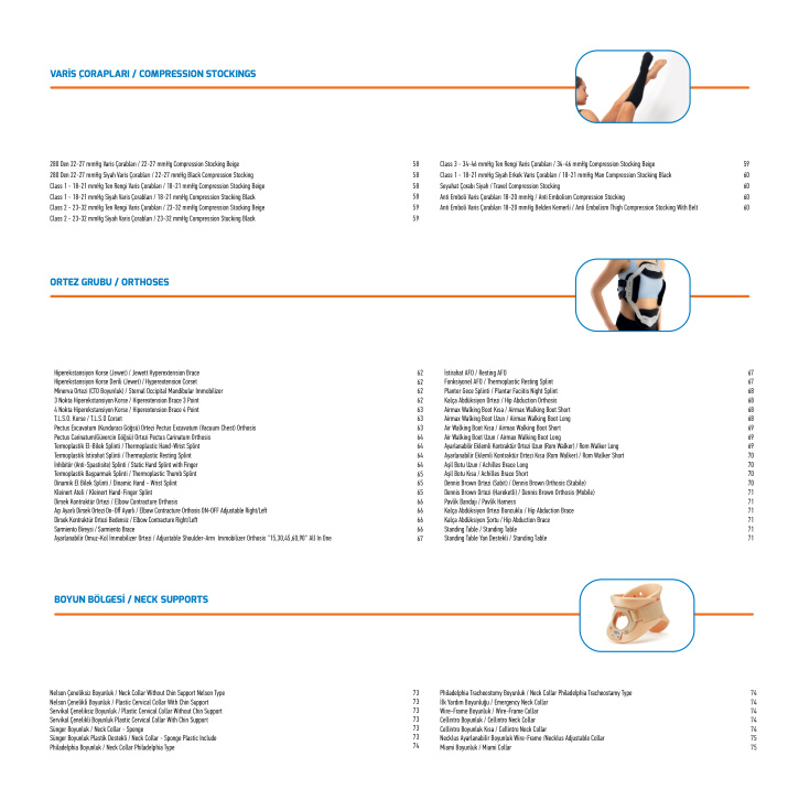 Ortopedi ürünleri katalog görseli